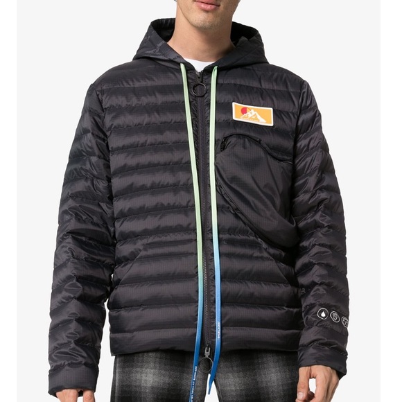 🎊HP!!🎉🖤 NWT🖤 OFF-WHITE Packable Hooded Puffer Jacket - Picture 1 of 16